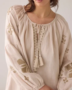 A-line dress in linen blend