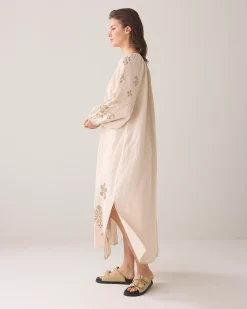 A-line dress in linen blend