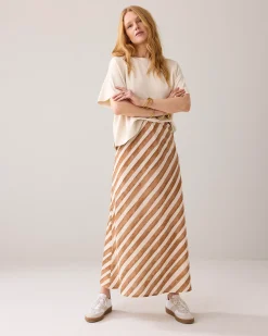 Ankle-length linen-blend skirt
