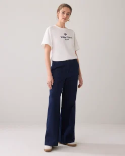 Artwork T-shirt with embroidered logo