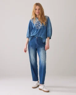 Barrel-fit stretch jeans