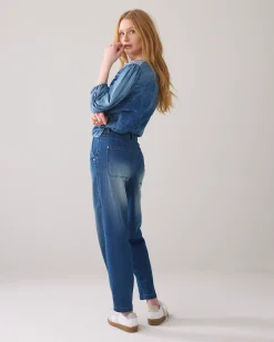 Barrel-fit stretch jeans