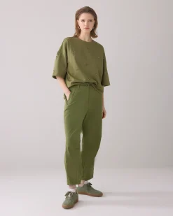 Barrel-fit trousers with decorative seams