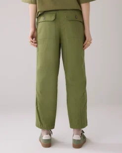 Barrel-fit trousers with decorative seams