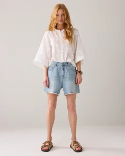 Blouse in 3D floral cotton