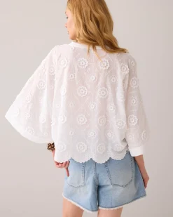 Blouse in 3D floral cotton