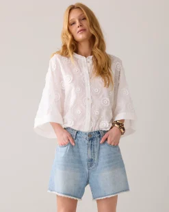 Blouse in 3D floral cotton