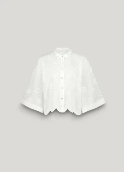 Blouse in 3D floral cotton