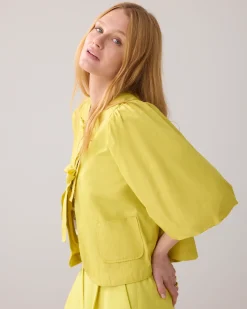 Blouse jacket with bow fastening