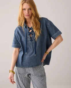 Denim top with lacing