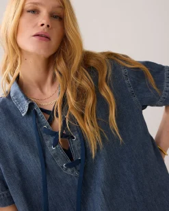 Denim top with lacing