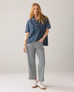 Denim top with lacing