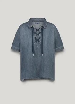Denim top with lacing
