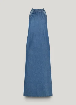 Long denim halter dress