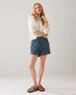 Loose fit denim short