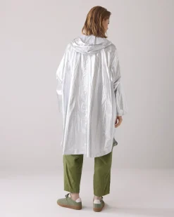 Metallic mackintosh with storage bag