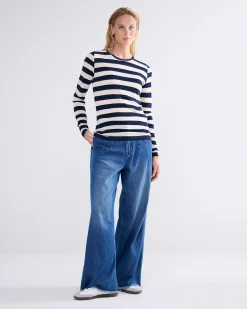 Round neck Sheer Jersey Stripe