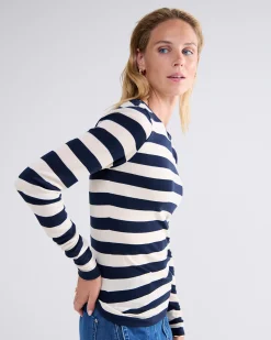 Round neck Sheer Jersey Stripe