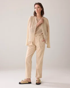 Tapered trousers in linen blend