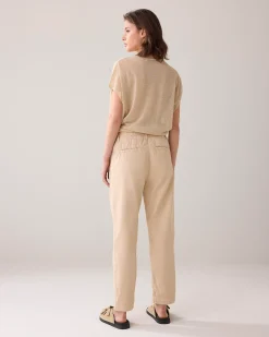 Tapered trousers in linen blend