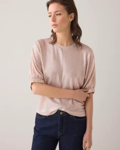 Top in metallic jersey