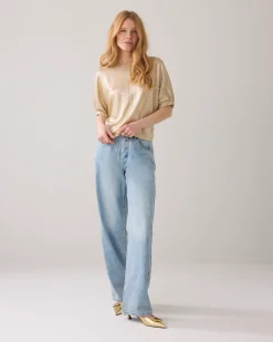 Top in metallic jersey