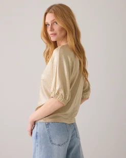 Top in metallic jersey