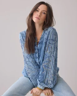 Top in striped denim