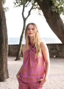 Top with twisted neckline