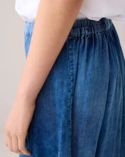 Wide denim skirt
