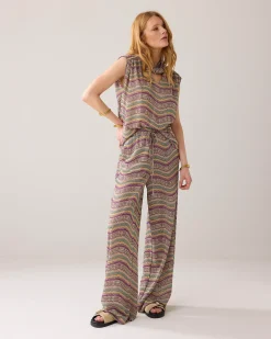 Wide trousers in Italian jacquard fabric