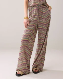 Wide trousers in Italian jacquard fabric