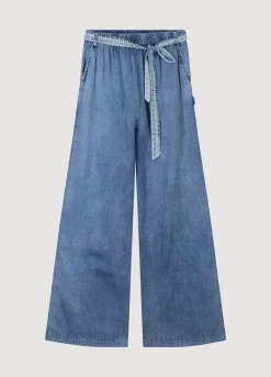 Wide trousers with fabric belt