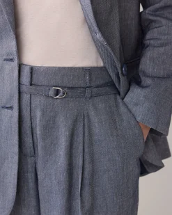 Wide-leg linen-blend trousers