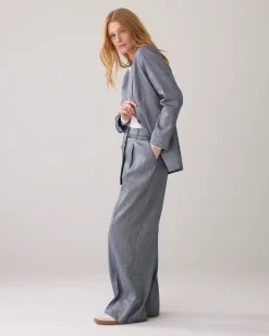 Wide-leg linen-blend trousers