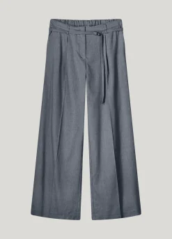 Wide-leg linen-blend trousers