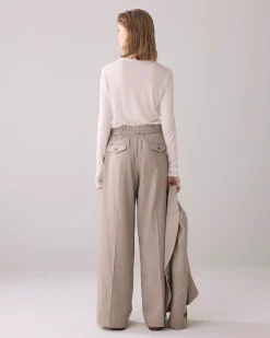 Wide-leg trousers in linen look