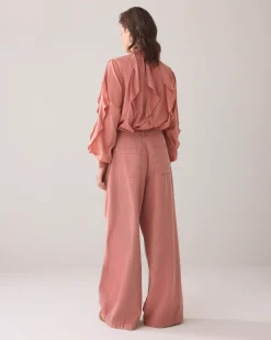Wide-leg trousers in lyocell blend